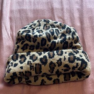 Leopard Print Knit Beanie